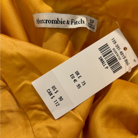 Abercrombie and Fitch Gold Ruched Satin Slip Midi Dress - Picture 3 of 4